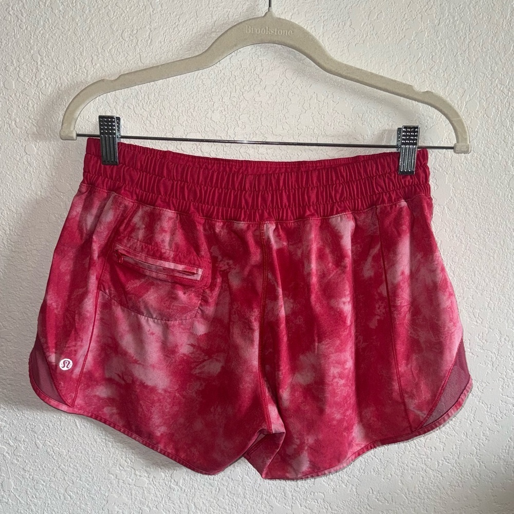 Lululemon Pink Hotty Hot Reflective Accent Mesh Detail Tie Waist Active Shorts 6 - Picture 4 of 6